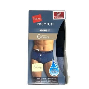 Men's Hanes Premium Original Fit Tagless Briefs‎ 3 Pack S/P 28-30"